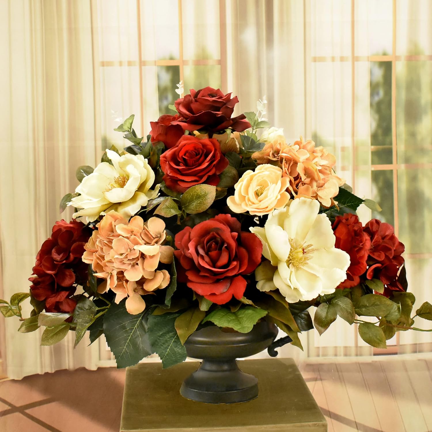 Magnolia and Hydrangea Silk Flower Arrangement AR334-BG