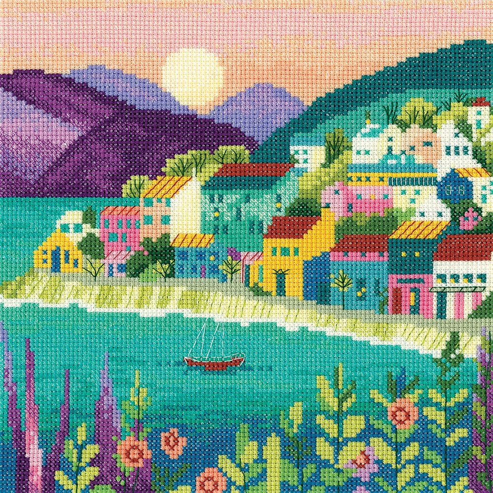 Heritage counted cross stitch kit Aida ""The Peaceful Harbour"", MSPH1739, 20,5x20