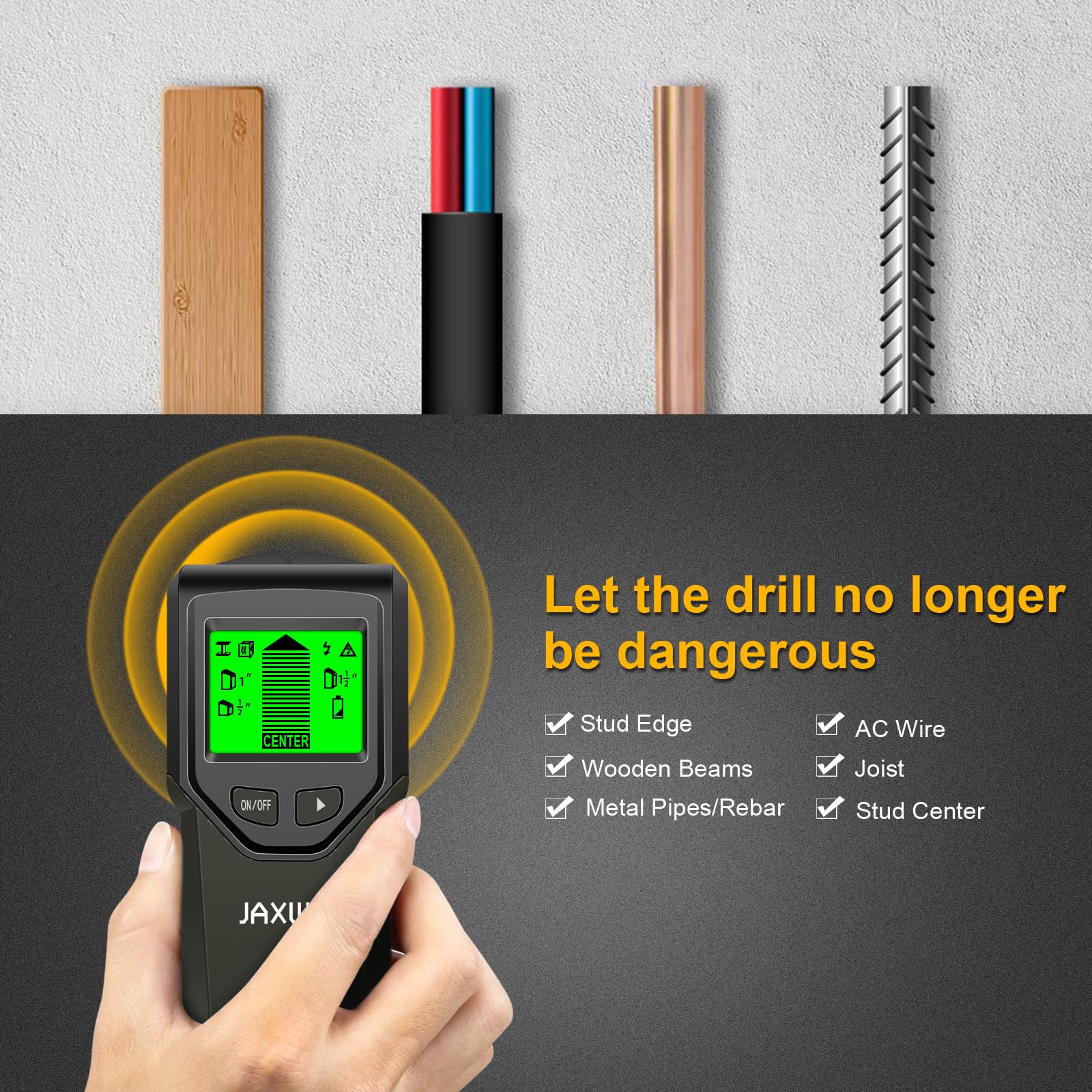 JAXWQ Stud Finder - Metal & Wood Detector -7