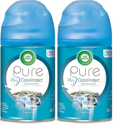 Air Wick Recambio automático de ambientador en aerosol, 1 unidad, aguas frescas, neutralización de olores, aceites esenciales (paquete de 2)