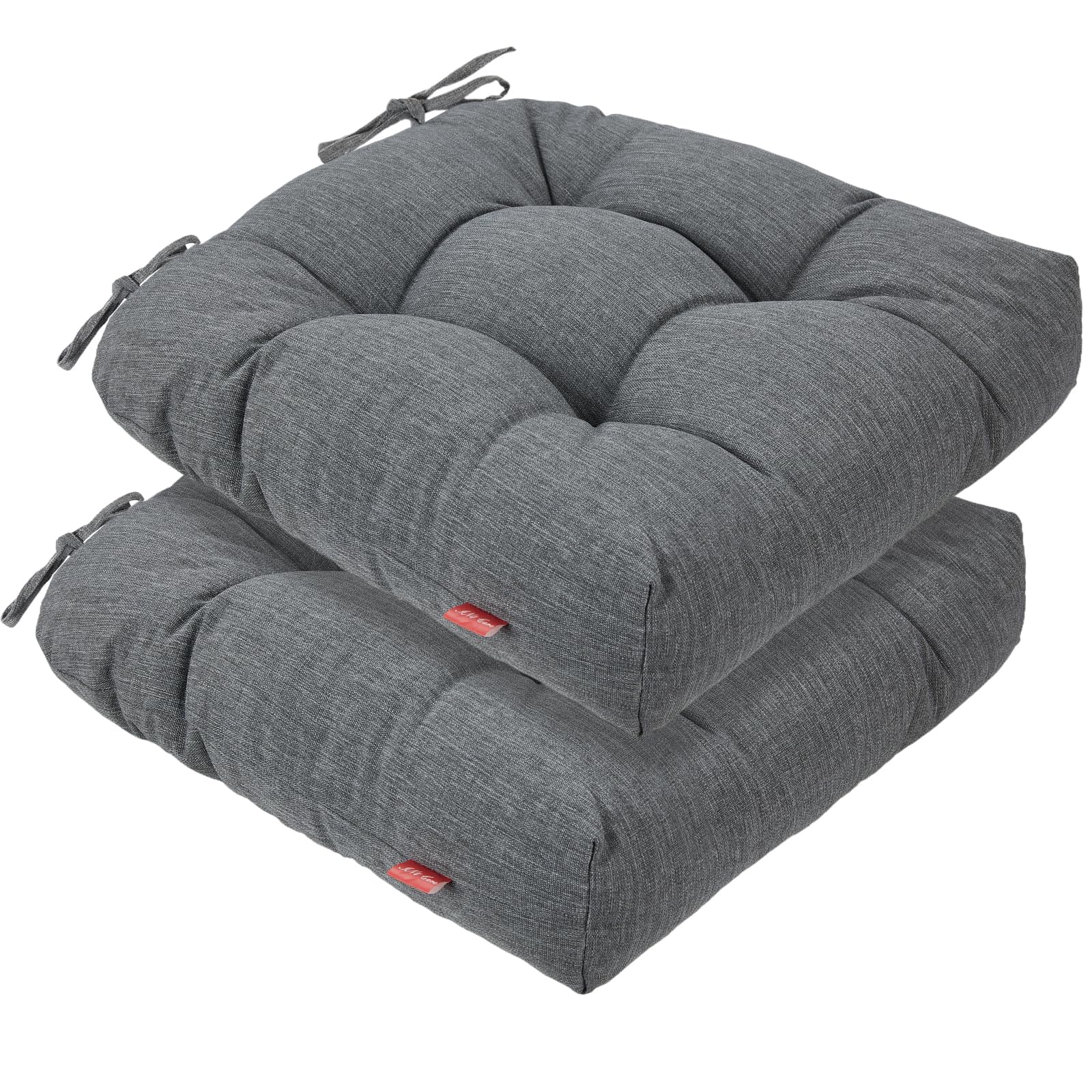 IN4 Care Indoor Outdoor Tufted Seat Cushions with Ties Set of 2 19x19 Chair Cushions for Dining Chairs