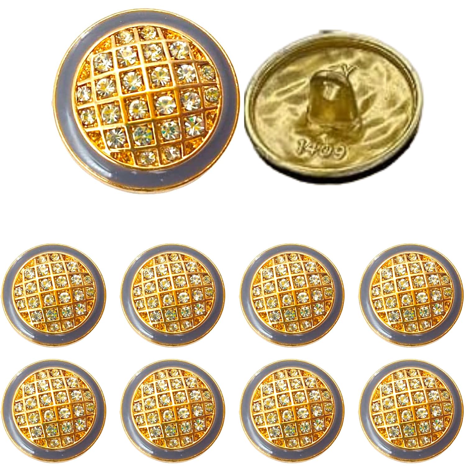 Ani Accessories Pack of 8 Enameled Crystal Rhinestone Metal Button for Coat Blazer Suit, Sherwani and Indian Dresses Sports Coat (Pack of 8, Grey)-picture-28