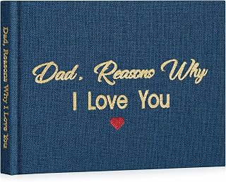Artmag What I Love about Dad Fabric Book Fill-in-the-Blank Love Journal for Dad Birthday Father's Day Christmas Gifts Stocking Stuffer for Father Blue