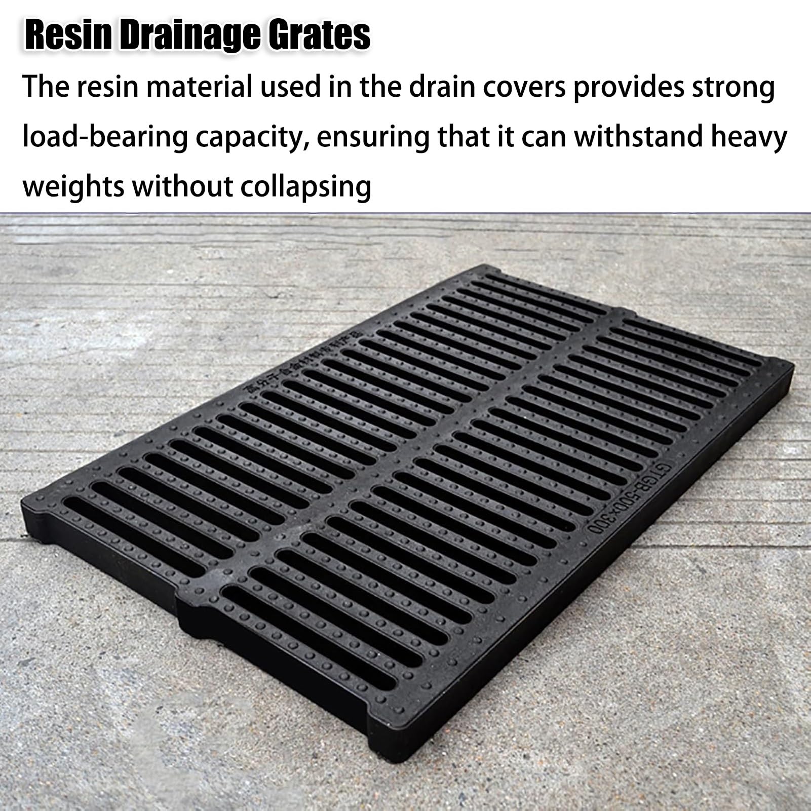 Grille De Drainage Caniveau Grilles de drainage pour jardin extérieur, grille rectangulaire en plastique de 19,6 pouces, adaptées aux trottoirs, aux pelouses de garage et aux terrasses.(50x30x2cm/19.6