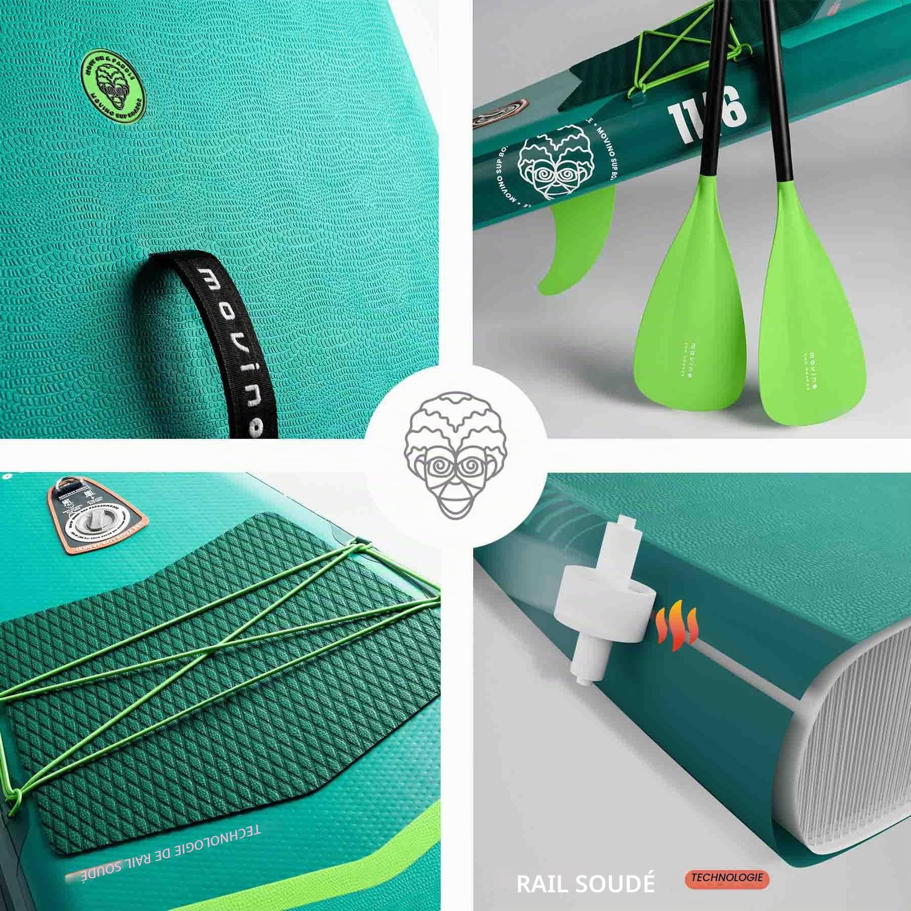 Movino Paddle Gonflable Adulte - 2in1 Sup Kayak - Jusqu’à 165 kg - avec Pagaie - 350 x 83 x 15 cm - Planche de Stand Up Paddle Adria 11’6"