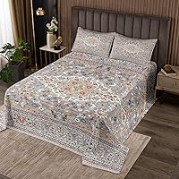 Vista 15 de Erosebridal Colcha geométrica bohemia, tamaño Queen, exótica, color rojo, azul, celosía, tribal, colcha retro india floral para dormitorio