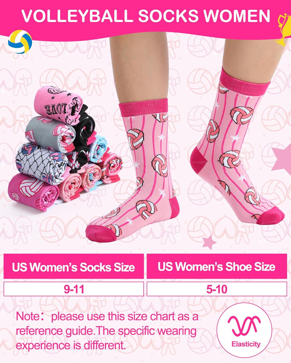 Patelai 12 Pairs Novelty Volleyball Socks for Women Funny Sport Cotton Crew Sock Bulk Gifts for Volleyball Lovers Team Player - Image 5