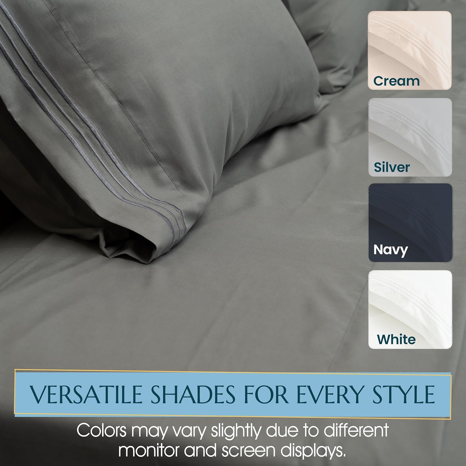 Stych & Loom Queen Sheet Set – 4-Piece Soft Microfiber Sheets Set with Flat & Fitted Sheets and 2 Pillowcases – Deep Pockets, Wrinkle Resistant, and Oeko-TEX Certified (Gray, Queen)