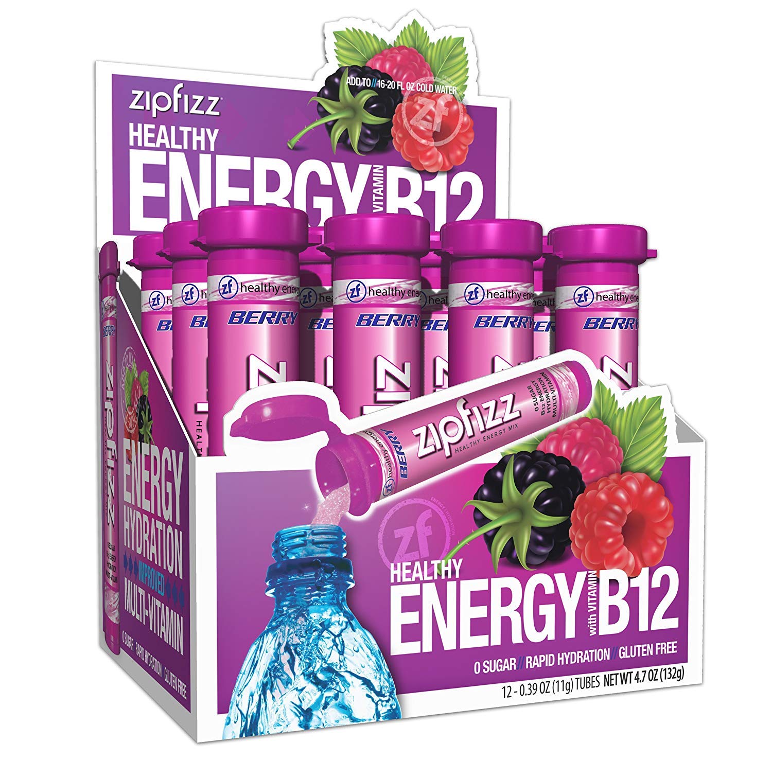 Amazon.com : Zipfizz Daily Energy Drink Powder, Berry, 12 Pack | 3