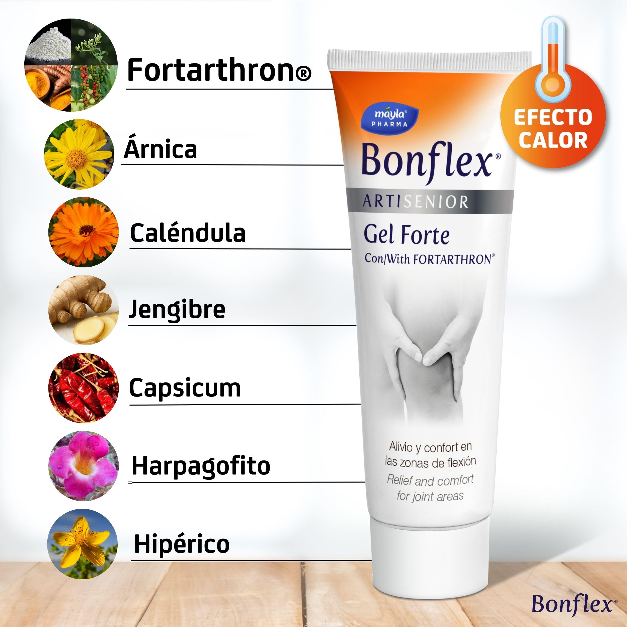 PACK BONFLEX® SENIOR - Artisenior Stick + Gel 60ML | Mejora el cuidado articular de personas en edad senior | Fórmula única con Fortarthron™ | 1 Stick al día Sabor Naranja| Gel Efecto Calor