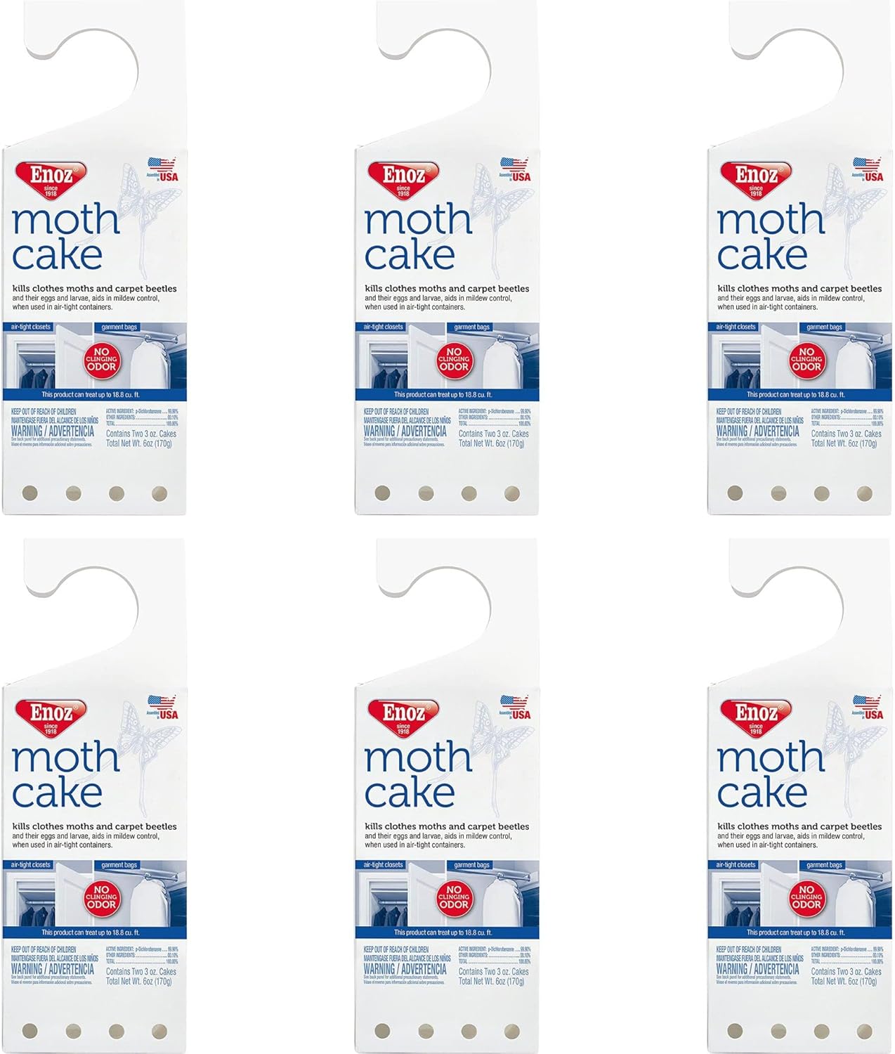 Enoz Moth Cake (6 Pack) 6 oz Moth Cake Easily Hangs in
