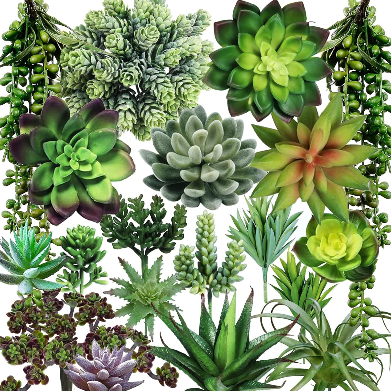 JAODFK 19 Pcs Artificial Hanging Plants For The Home Decoration Fake Green Plant Indoor And Outdoor Ornaments Small Faux Realistic Succulent Decorative For Bathroom,Office,Bedroom And Kitchen