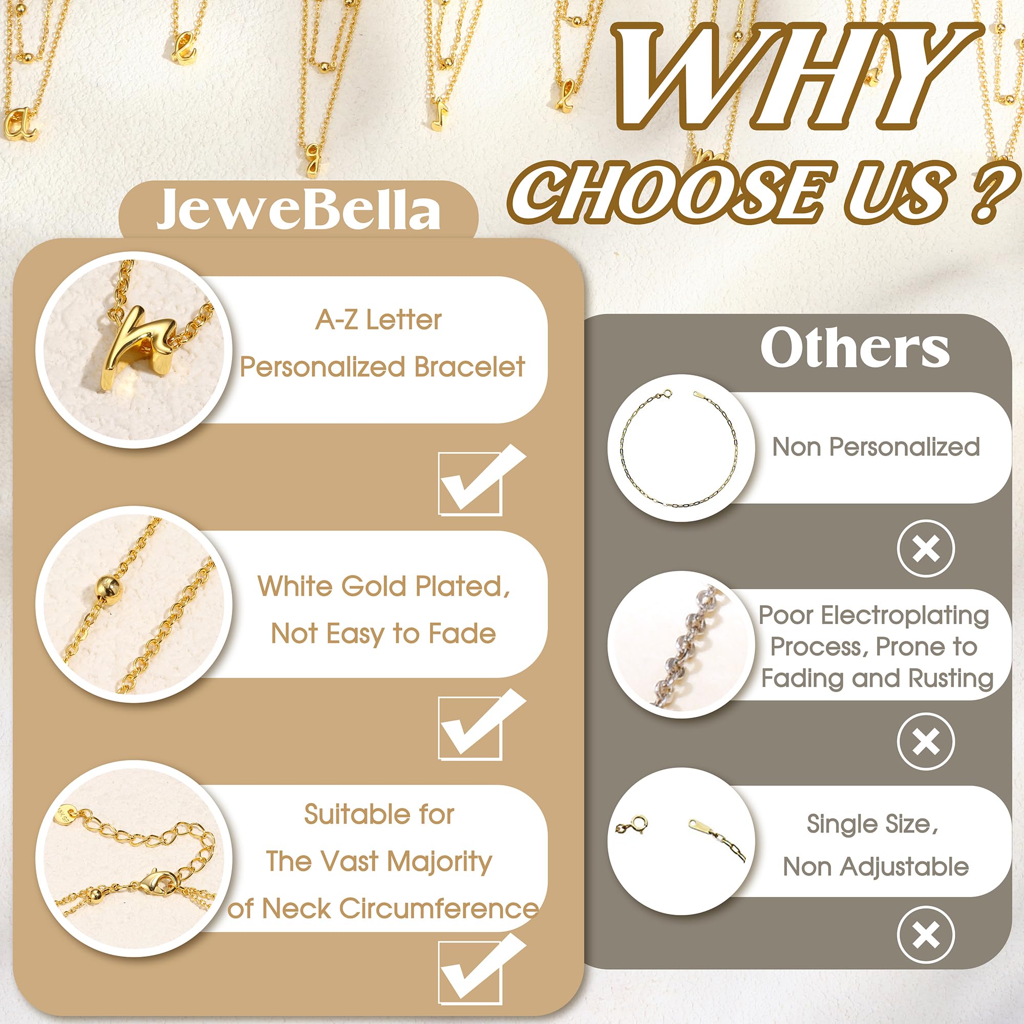 HHRFCS 18K Gold geschichtete Initialen-Halsketten für Frauen und Mädchen, personalisierte Halskette, Anhänger, Namenskette, Kette, Perlen-Choker, Gold-Halskette für Frauen, Schmuck, Geschenke,