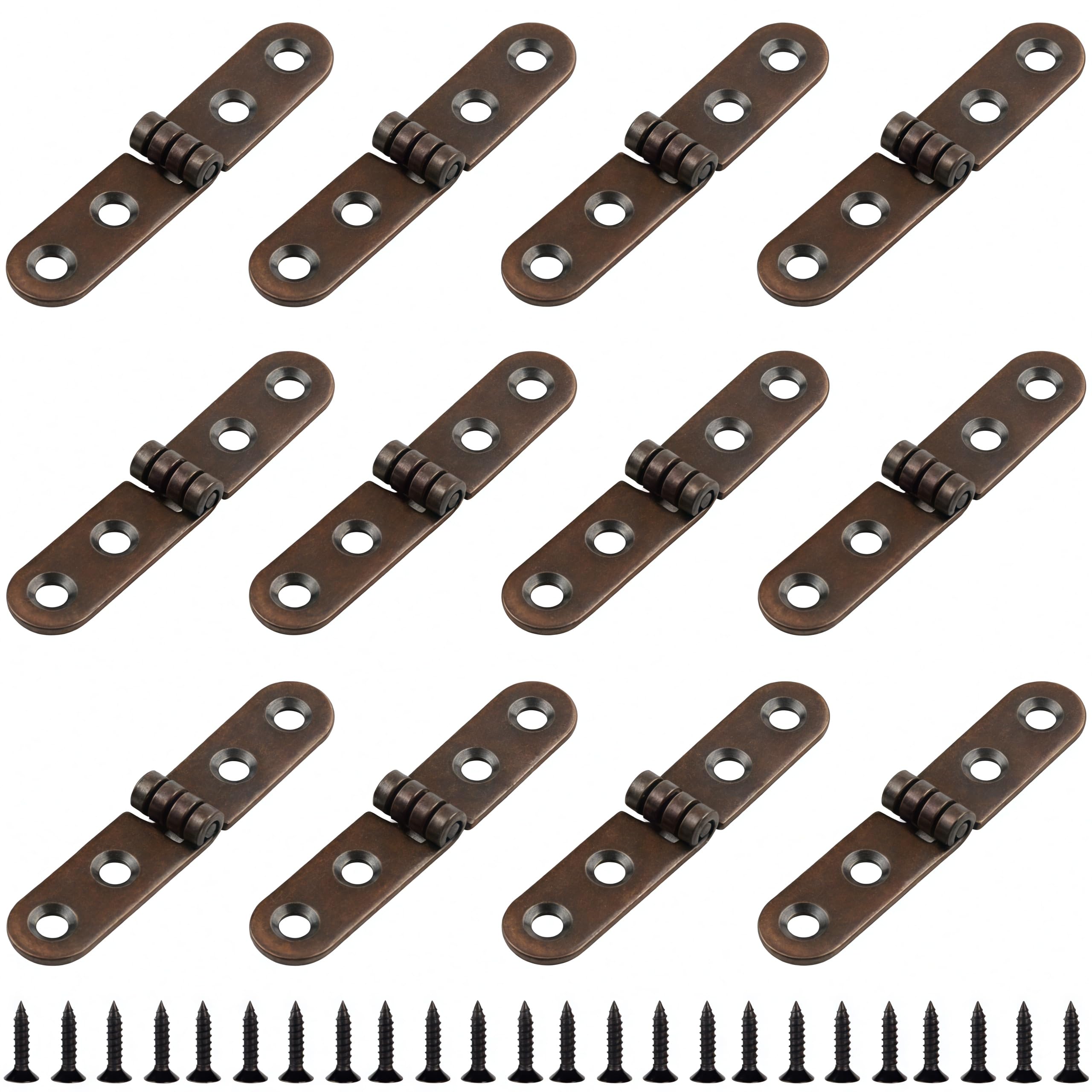 Vbnexyr Regular Hinge 12 Pack Of Iron Round Edge Flip Hinges Suitable For Folding Tables Chairs Cabinets Doors And Boxes 75 * 15 * 2.0Mm Thick Antique Red