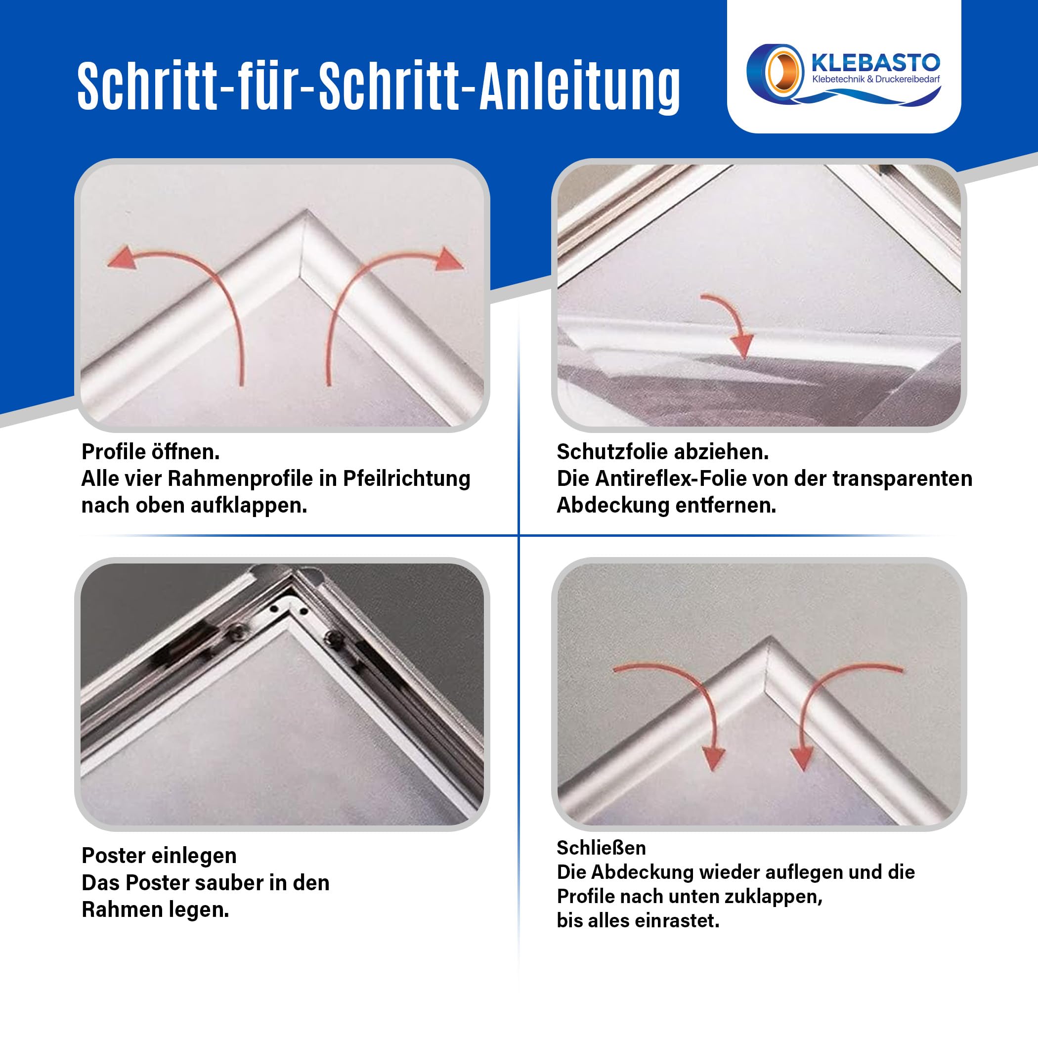 Klapprahmen | 25mm Aluminium Profil | Plakatrahmen | Geschenkidee für Familien - Fanposter | Bilderrahmen inkl. entspiegelter Schutzscheibe (DIN A3)