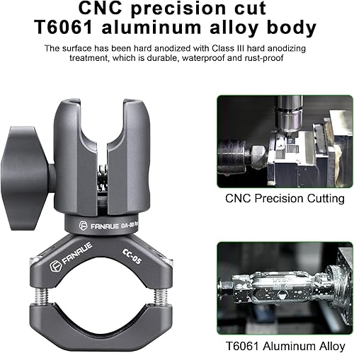 Miniatura 9 de FANAUE Brazo de enchufe único con abrazadera de manillar base de perno en U compatible con soportes RAM, cabezal de bola de 1 pulgada y soporte para
