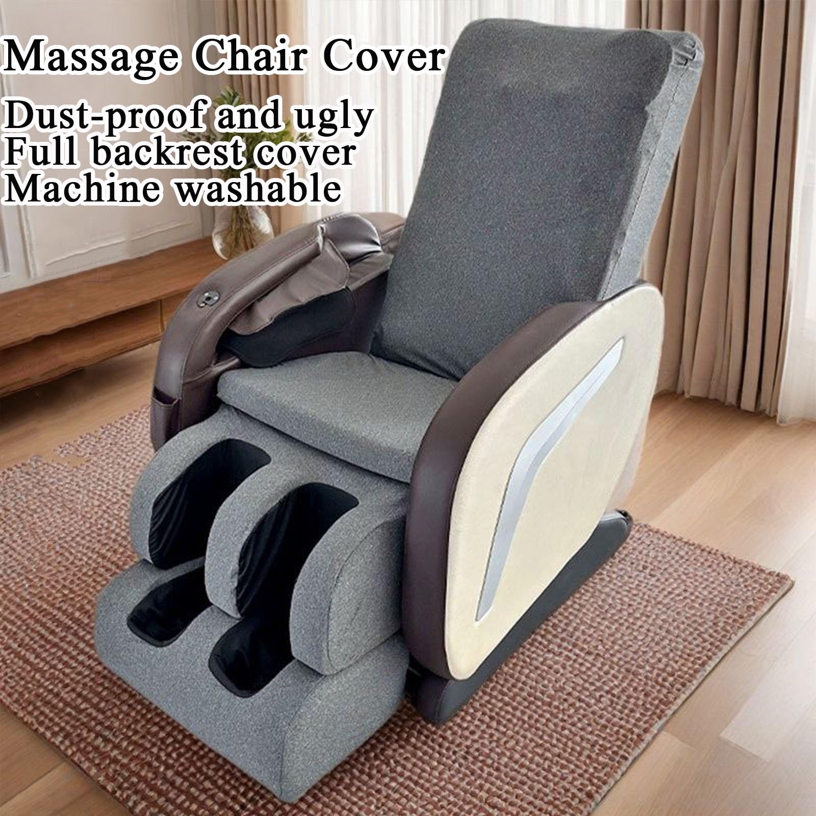 Massage Chair Dust Protection Cover,Full Body Shiatsu Massage Chair Cover Stretch Fabric Washable Zero Gravity Recliner Chair Cover for Massage Chairs(Gray)