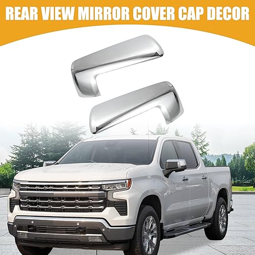 Miniatura 2 de Cubierta cromada para espejo retrovisor – Cubierta exterior del coche para espejo izquierdo derecho – para Chevrolet Silverado 1500 2019-2022 de
