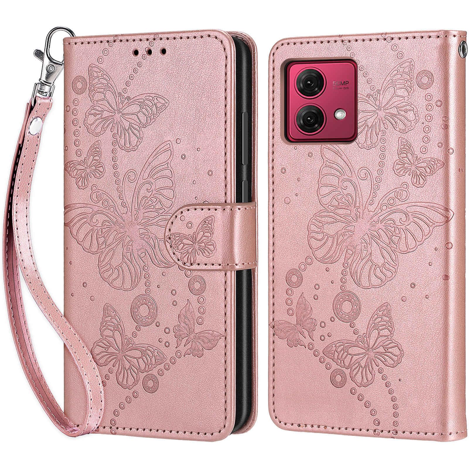 Acquista Custodie in Pelle Serie Motorola Fiori Farfalle Dipinte PU Protettiva a Libro Porta Carte Chiusura Magnetica Supporto per Moto G05/E15/G15/G75 in Italia a partire da 4.24