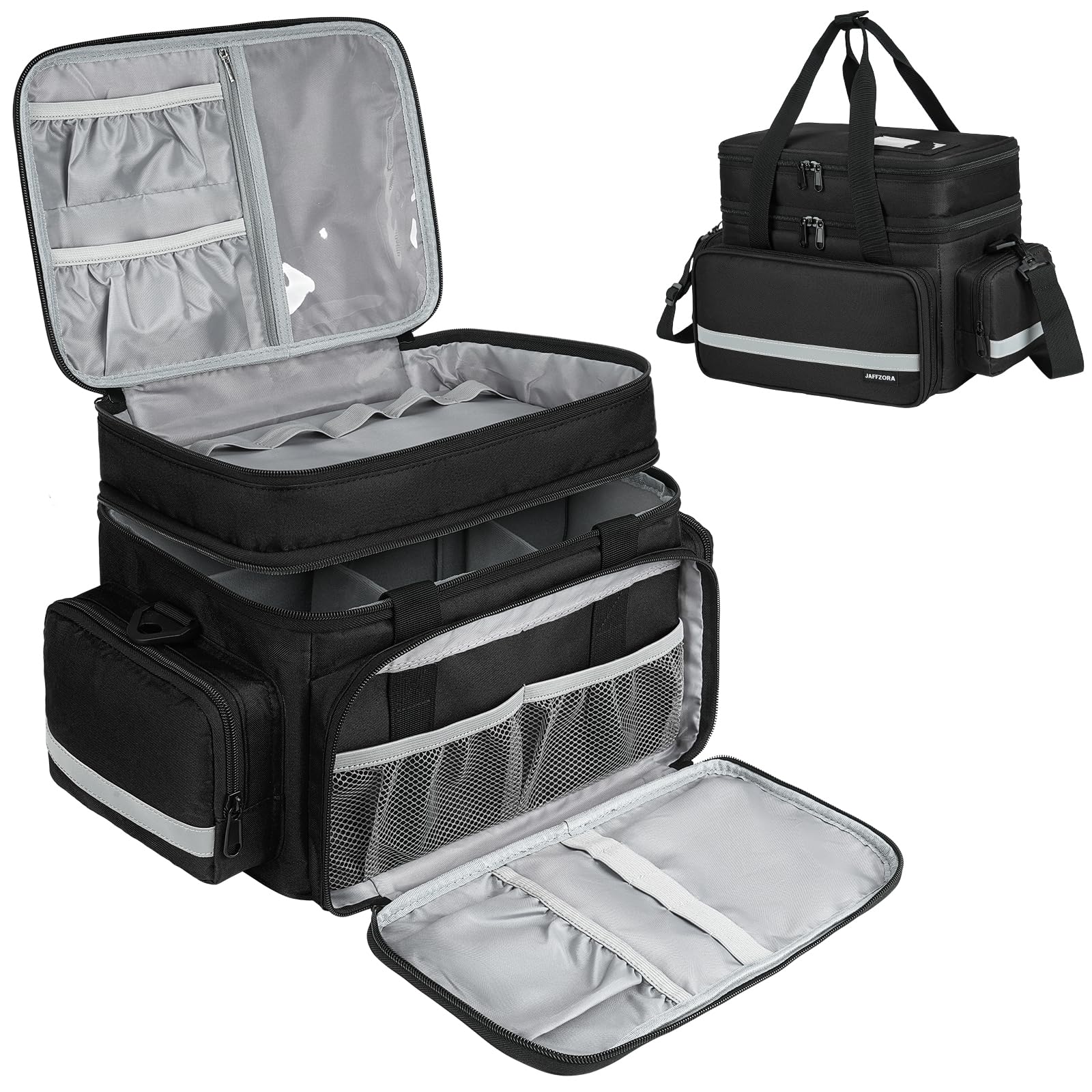 Bolsa grande de primeros auxilios con doble capa, cremalleras bloqueables y correa para el hombro, organizador médico impermeable con separadores extraíbles para suministros de emergencia