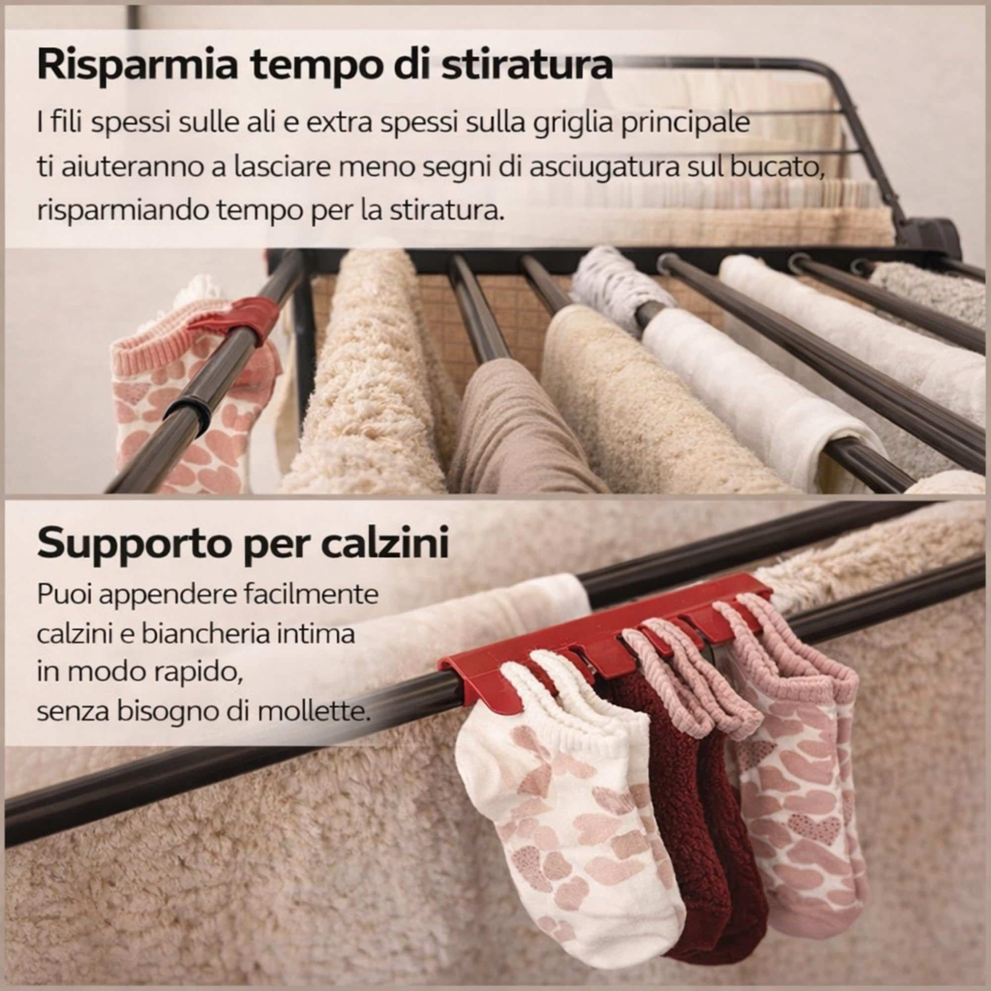 Stendino Pieghevole Infinity Flex Ultimate BLACK - Estensibile 2 metri con Ruote - 30 METRI di STENDITURA - Ali Alte per Lenzuola e Pantaloni - Stendibiancheria con Struttura in Acciaio e Alluminio