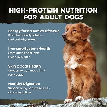 Blue Buffalo Wilderness Chicken Adult Dry Dog Food with Wholesome Grains + Antioxidant-Rich Fruits & Veggies, 34g Protein, Vibrant Energy for an Active Life, Made with Natural Ingredients, 28 lbs.