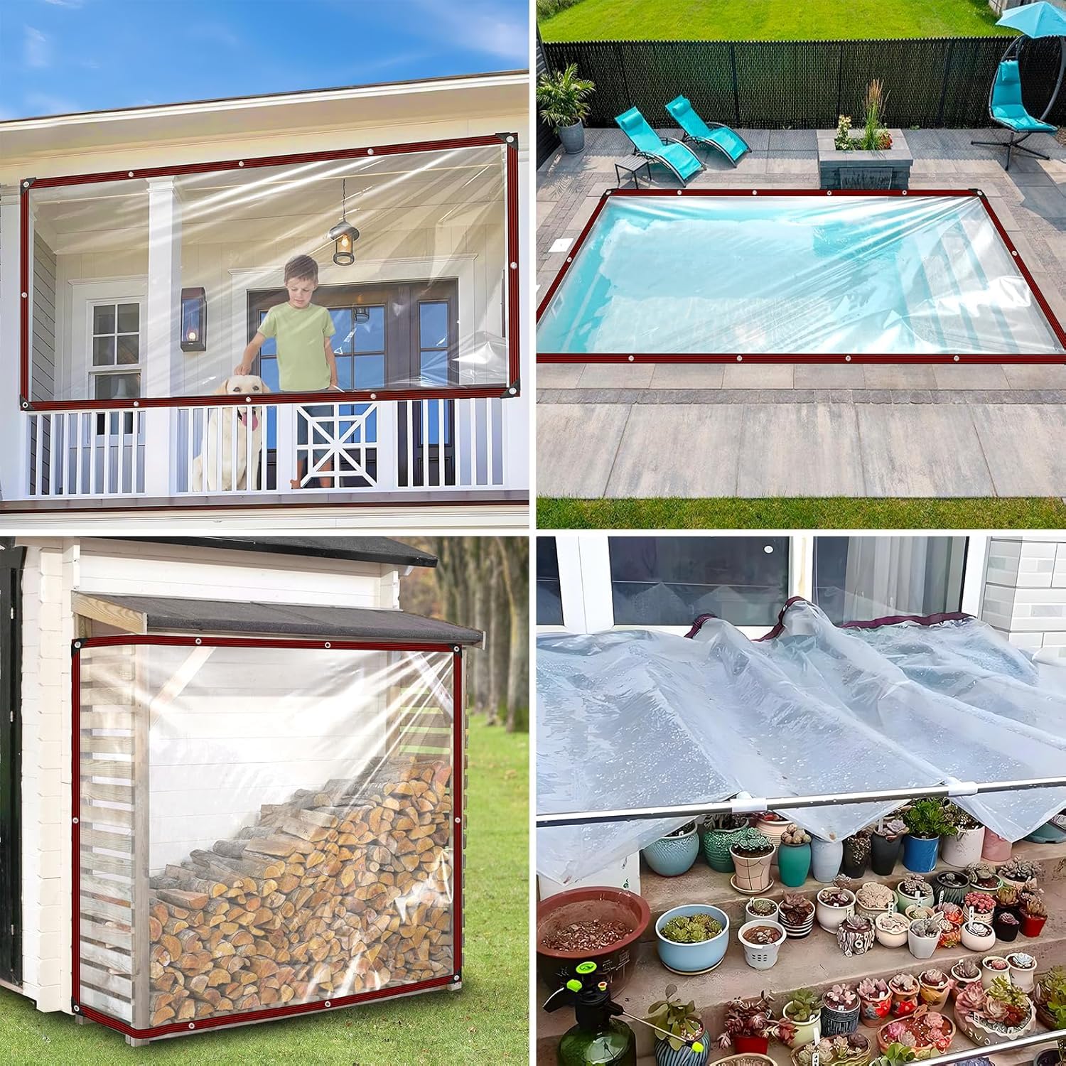Bâche transparente imperméable pour extérieur – 1,8 x 3,7 m – Bâche transparente avec œillets métalliques pour clôture de terrasse, jardinage, poulailler, meubles, peintres sur toile, toile