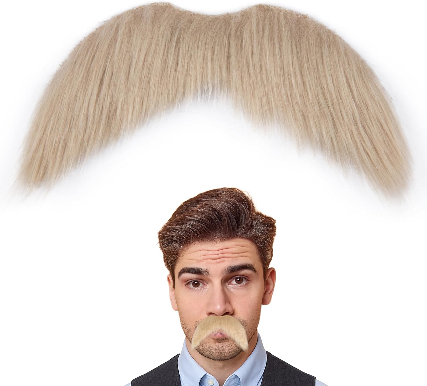 Fake Mustache for Men Classic Halloween Self Adhesive Fake Beard Novelty Stick On Fake Mustaches