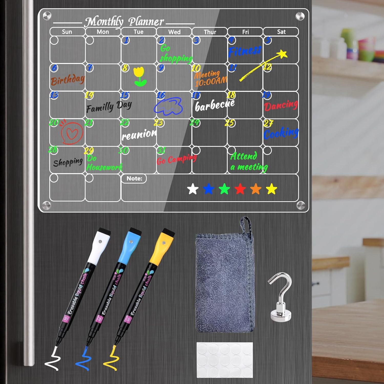 Amazon com : Acrylic Fridge Calendar 12 x16 Clear Dry Erase Magnetic