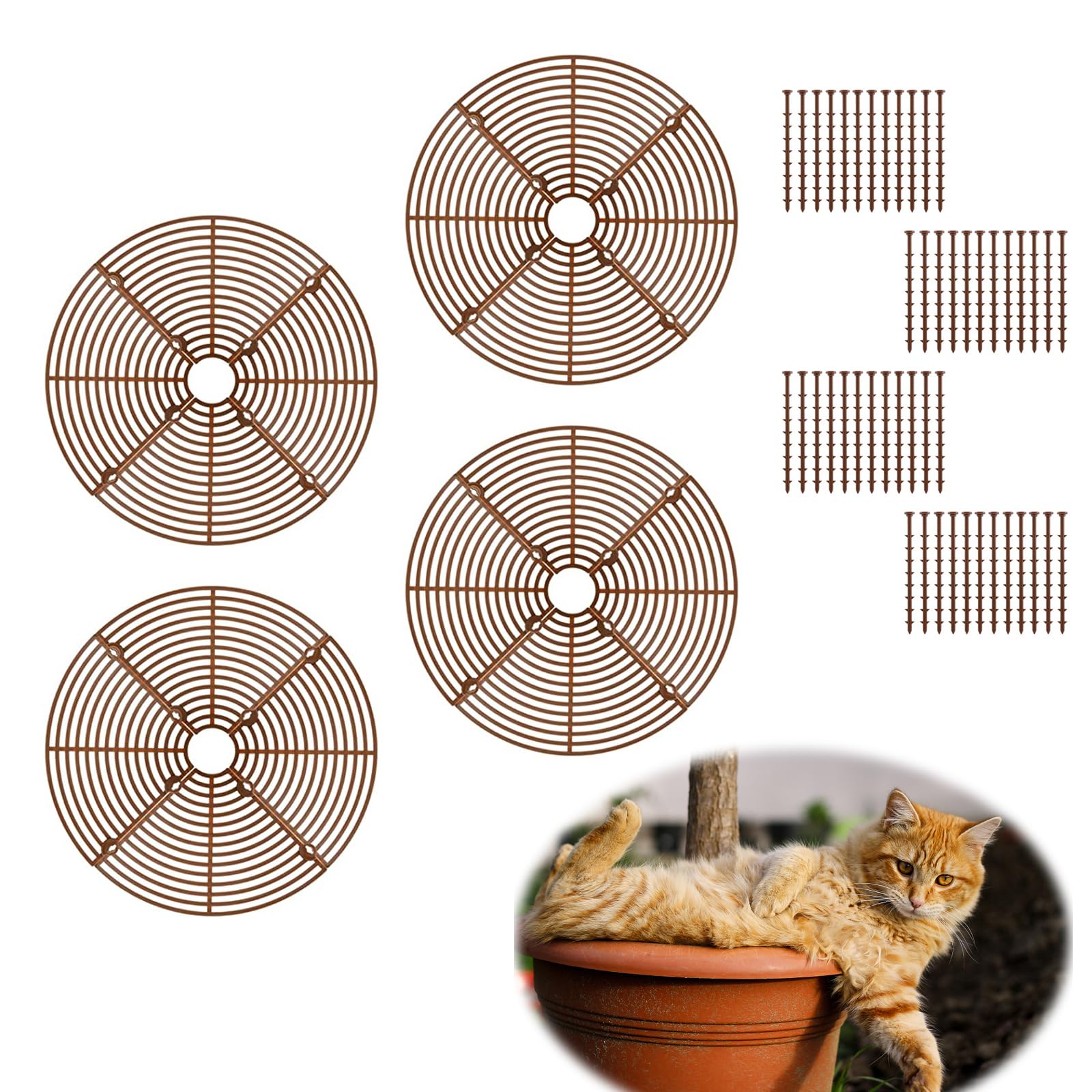 Soil Protector 4-Piece Plant Pot Grid Covers - Adjustable With Stakes ...