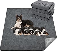 LOOBANI 2-Pack Extra Large 36x48" Reusable Washable Dog Pee Pads - Non-Slip, Super Absorbent Whelping Mats for Puppies, Crates, Playpens (Gray)