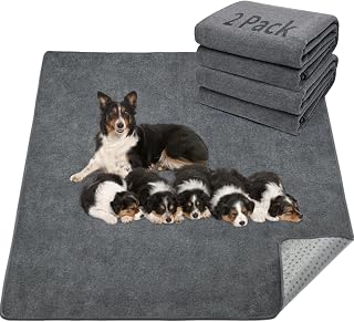 LOOBANI 2-Pack Extra Large 36x48" Reusable Washable Dog Pee Pads - Non-Slip, Super Absorbent Whelping Mats for Puppies, Crates, Playpens (Gray)