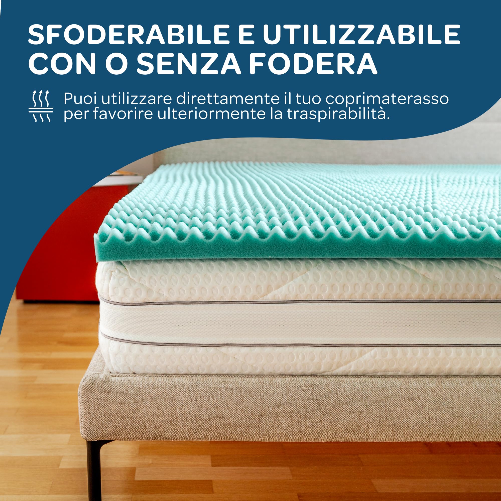 DOLCI SOGNI Topper Una Piazza e Mezza 120x190, OEKO-TEX® e CertiPUR™ Topper Piazza e Mezza 100% Memory Foam Spessore 6 cm, Fodera in Fibra di Bamboo Sfoderabile 100% Made in Italy