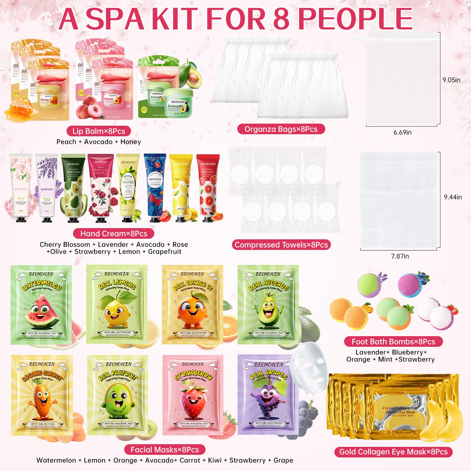 56Pcs sleepover party supplies for girls,8 Set pamper party supplies with Facial Masks Eye Patches Hand Cream Lip Balm Foot Bath Bombs,Ideal Gift for Sleepovers & Birthdays,Safe for All Skin Types - Image 2