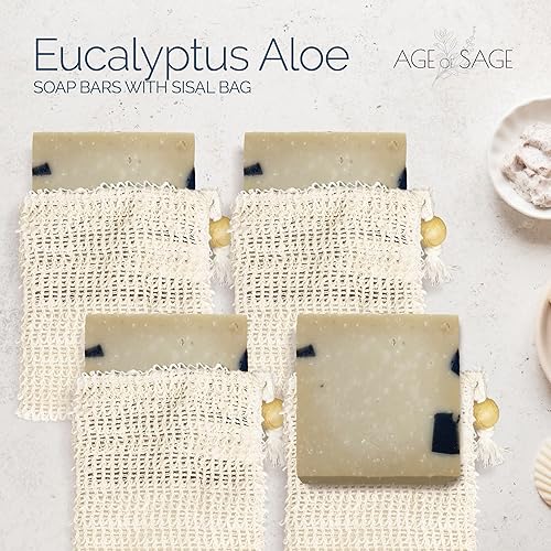 Miniatura 7 de Barra de jabón natural con bolsa de sisal, juego de barra de jabón artesanal vegano para mujeres, jabón corporal en bolsa de jabón, jabones de baño