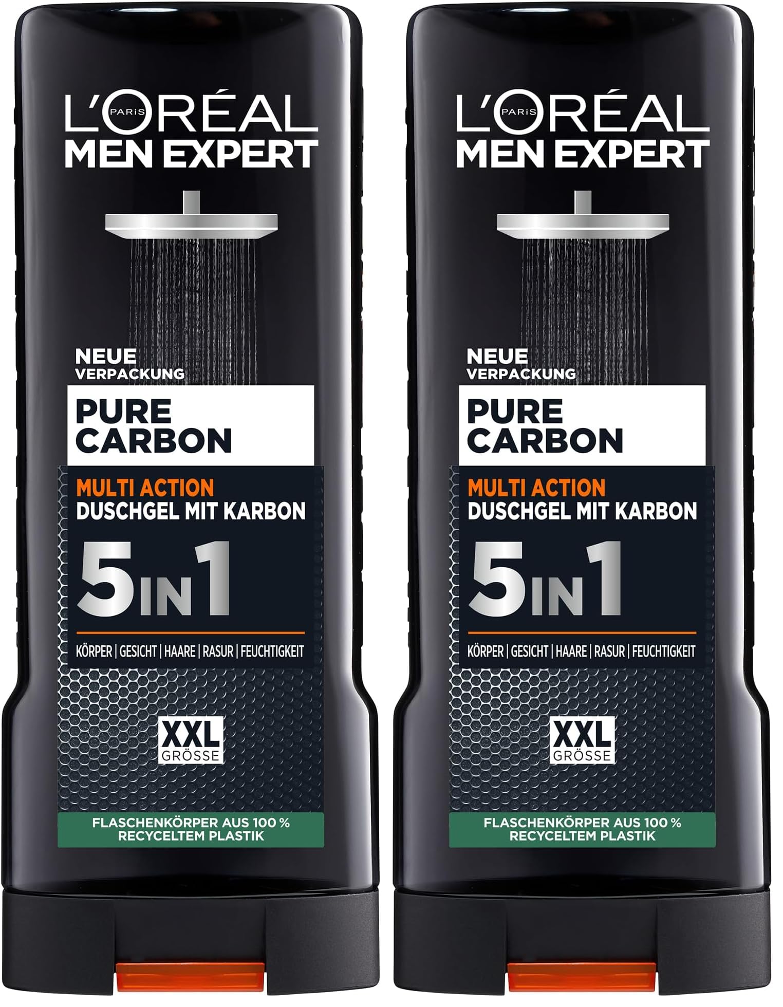 L'Oréal Men Expert XXL 5in1 Duschgel und Shampoo für Männer, Duschbad zur Reinigung von Körper, Haar und Gesicht, Herren Körperpflege für langanhaltende Frische mit Karbon, Pure Carbon, 1 x 400 ml