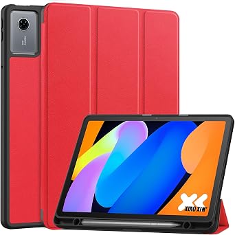 YRH for Idea Tab 11 inch Case 2025 with Pen Holder, Soft TPU Back Tablet Cover Case with Auto/Sleep Red