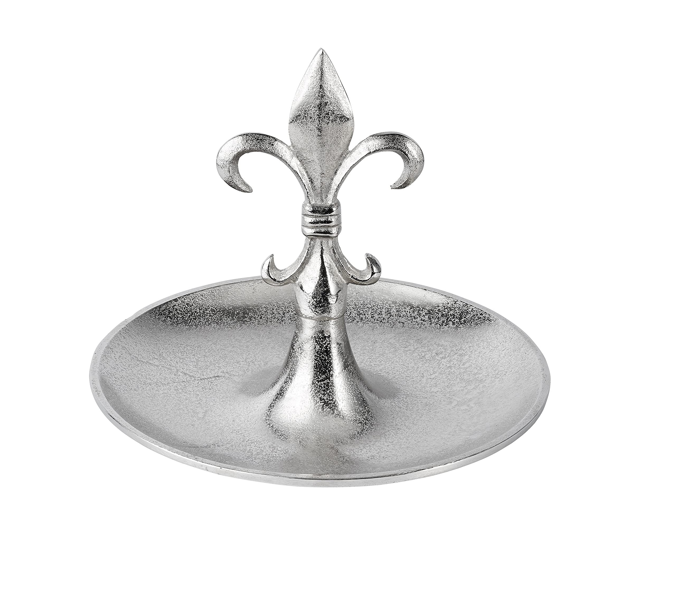 MichaelNoll Etagere Lilie Dekoteller Dekoschale Schale - Servierplatte Groß aus Metall Aluminium - Silber Deko Luxus - Tischdeko Hochzeit - Dekoration für Wohnzimmer, Esszimmer oder Küche - 31 cm