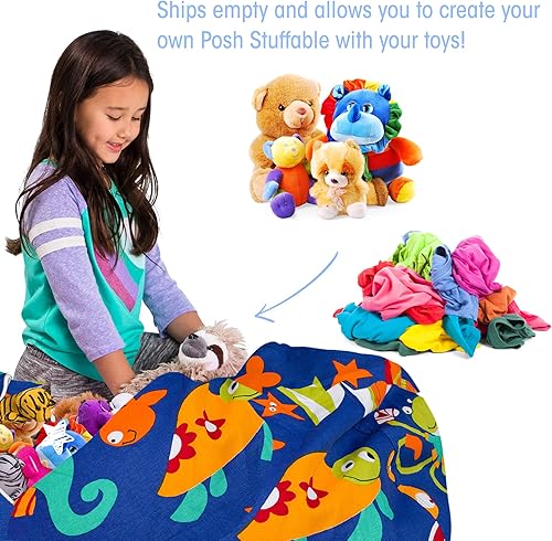 Miniatura 365 de Posh Funda de Silla Puf Rellenable para Almacenamiento de Animales de Peluche para Niños - Organizador de Juguetes Infantiles, Grande-38 - Lona