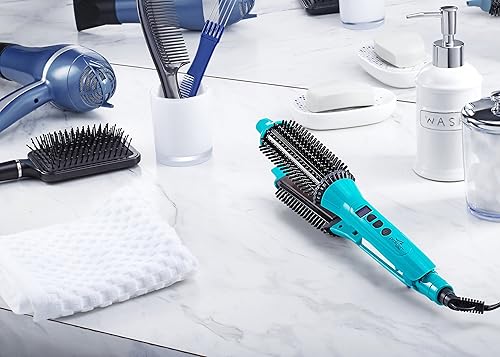 Miniatura 6 de Plancha de pelo y cepillo redondo caliente  Cepillo alisador de cabello 2 en 1 con controles digitales de temperatura  Cepillo alisador de pelo de