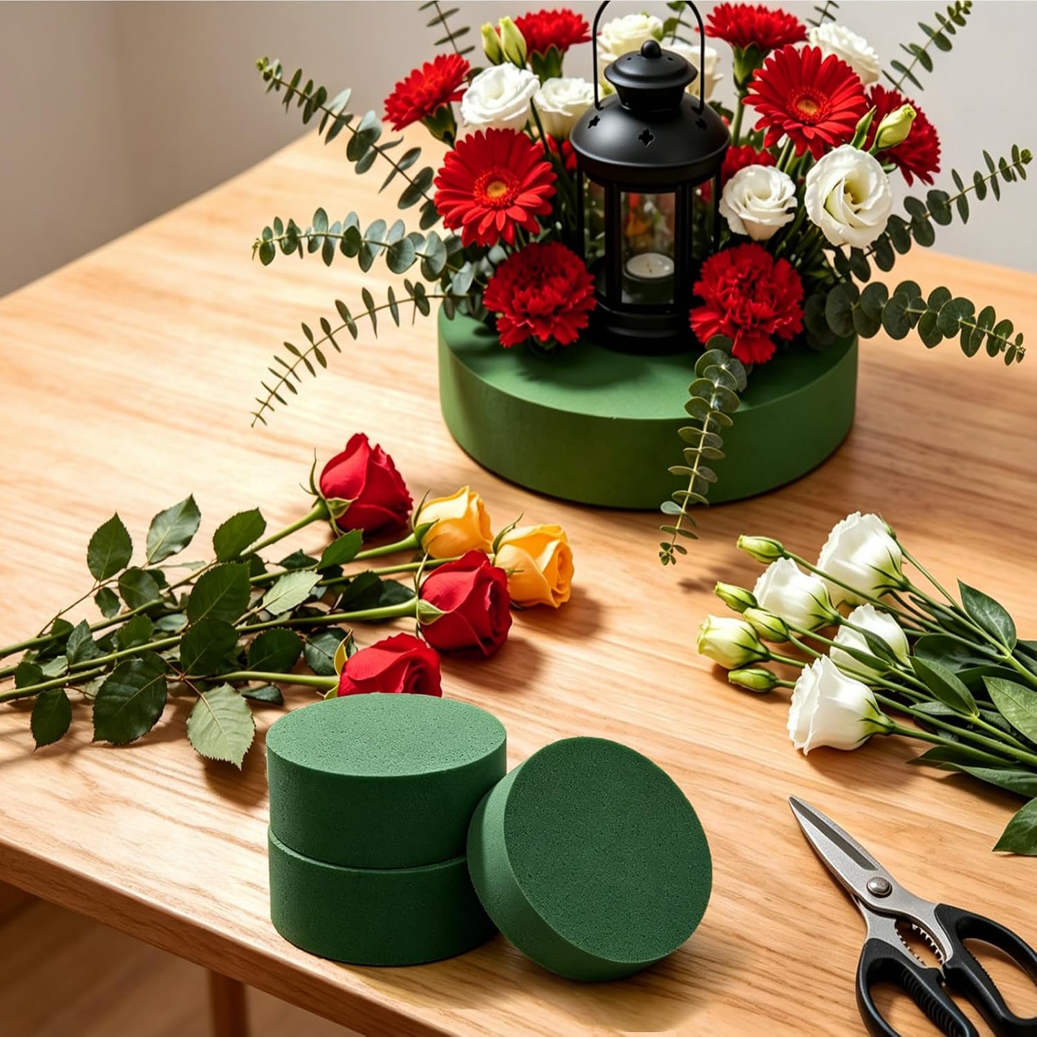 Litoexpe 4Pcs 12x4cm Round Floral Foam Blocks
