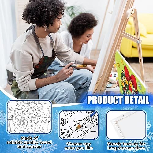 Miniatura 9 de Sherr Paquete de 15 lienzos de pintura predibujados estirados de algodón Afro Queen de 8 x 10 pulgadas con 15 tiras de pintura acrílica y 45