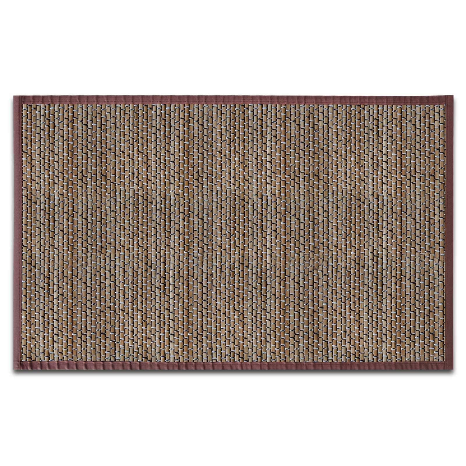 Floordirekt Tapis en bambou avec cadre en tissu | Design naturel en plusieurs couleurs et tailles (160 x 230 cm, Panda Brun)