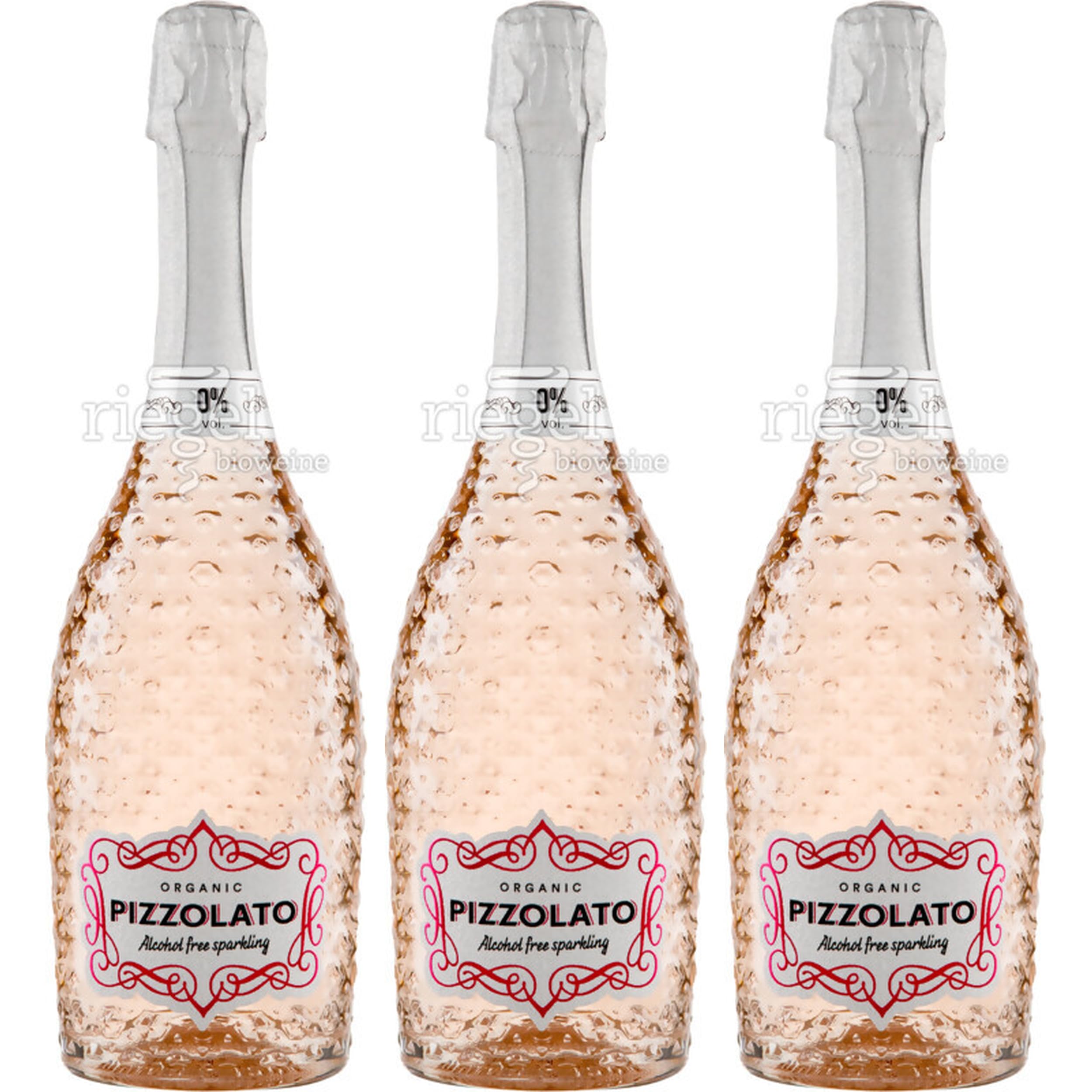 Pizzolato Villorba Rosé Spumante alkoholfrei MUSE Sekt Trocken BIO Italien inkl. FeinWert E-Book (3 x 0.75 l)