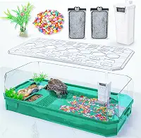 Gaiola de Tartaruga Terrário com Filtro e Bomba, Fácil Troca de Água, Ideal para Tartarugas, Sapos com Chifres, Caranguejos Eremitas e Répteis, Plástico, Moderno