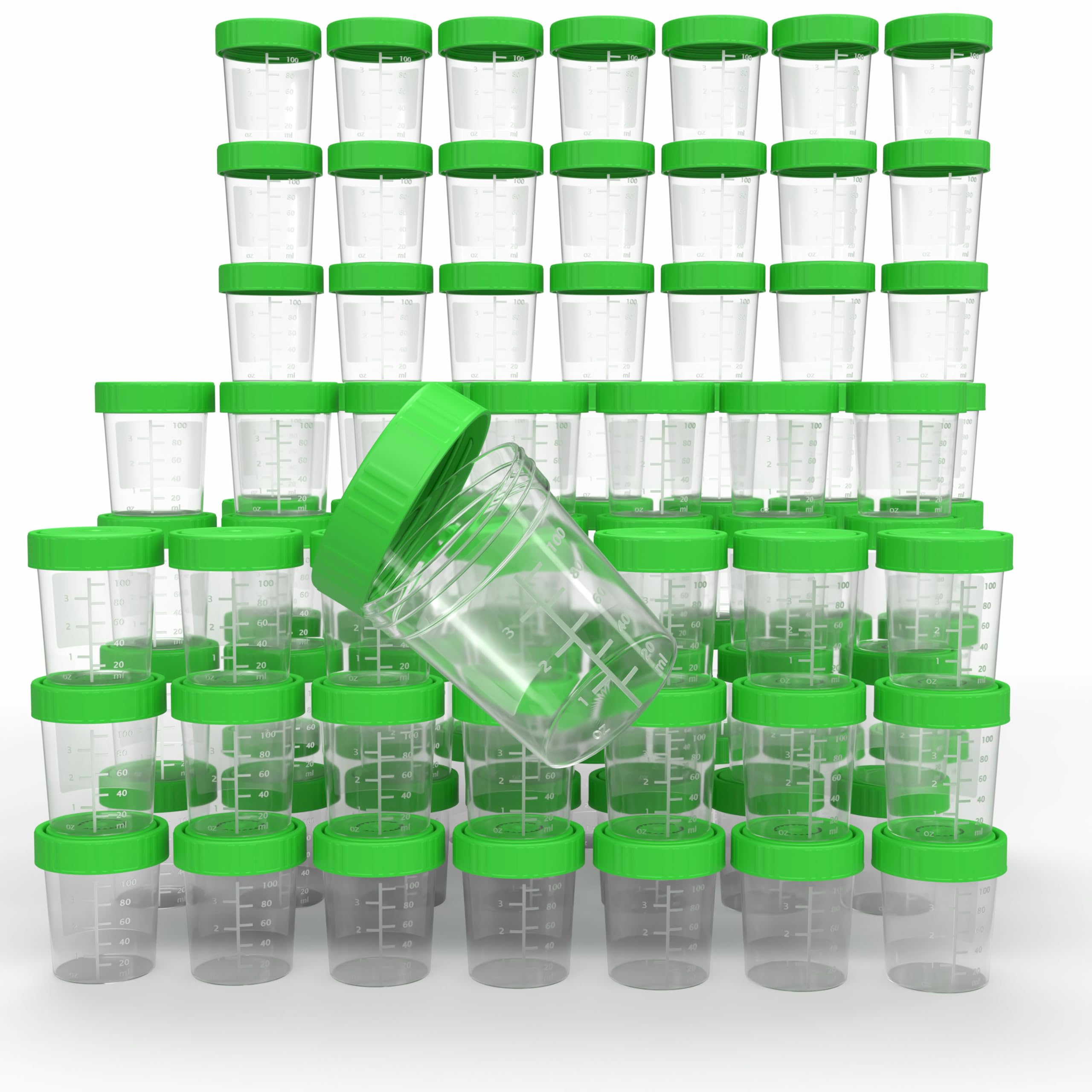 Urinbecher/Probenbecher mit Schraubverschluss 125ml Fassungsvermögen, Maßtabelle bis 100ml/3oz, beschriftbar (100Stk)