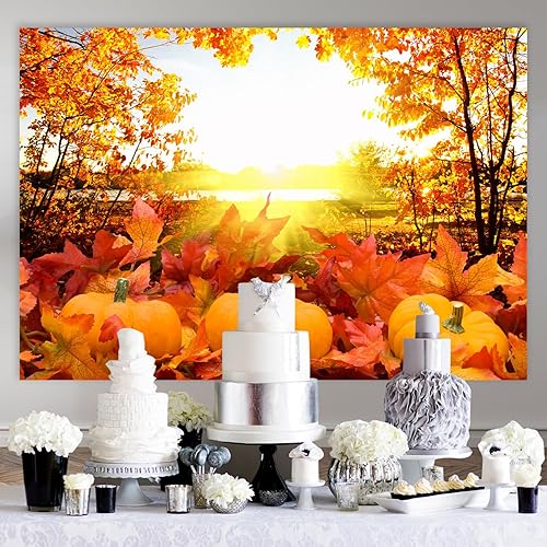 Miniatura 5 de 7x5ft Pumpkin Background Autumn Maple Forest Photography Backdrop for Harvest Party Banner Decor Portrait Photobooth Studio Props KUBYC564