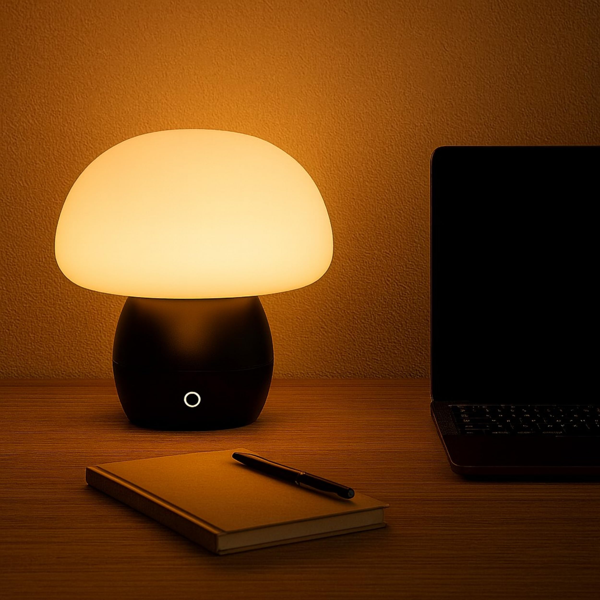 Lightbox LED Tischleuchte, 230 Lumen, 2700 Kelvin, Ø 22 cm, Höhe 22 cm, | LED Tischleuchte, 230 Lumen, 2700 Kelvin, Ø 22 cm, Höhe 22 cm, 3-stufig dimmbar per Touch, Wireless Charging, USB,