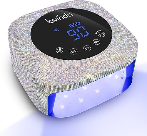 Miniatura 1 de Lavinda Lámpara de uñas LED UV, lámpara de uñas inalámbrica recargable de 54 W, secador de uñas de gel con 4 ajustes de temporizador, lámpara