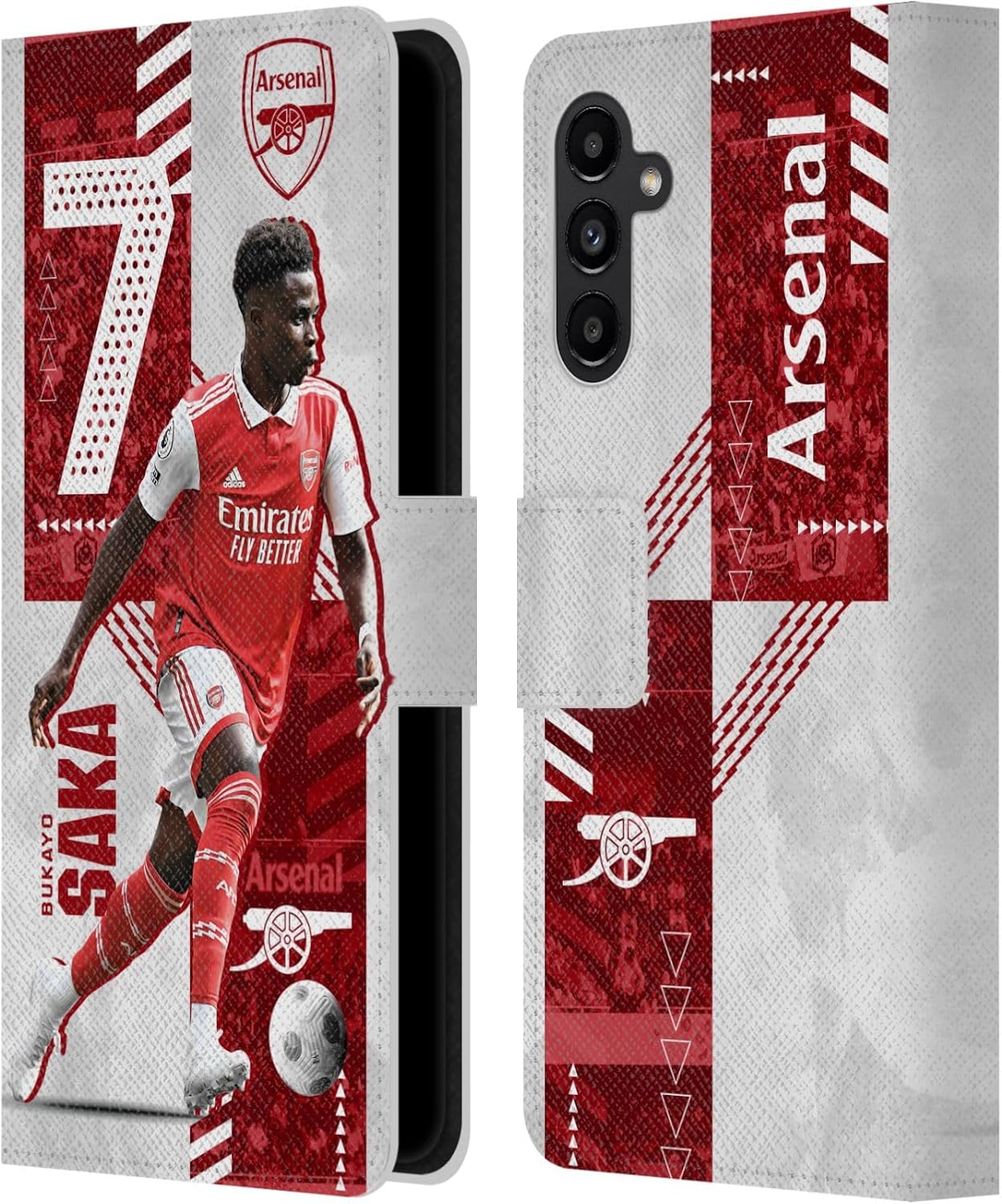 Head Case Designs Officially Licensed Arsenal FC Bukayo Saka 2022/23 First Team Leather Wallet Case Compatible with Samsung Galaxy A13 5G (2021)